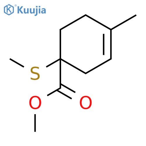 3-Cyclohexene-1-carboxylic acid, 4-methyl-1-(methylthio)-, methyl ester structure