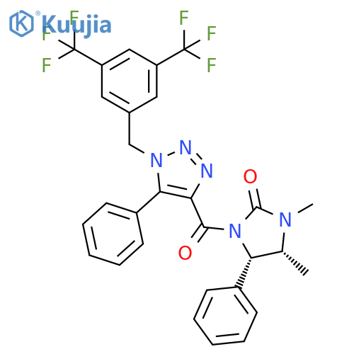 2-Imidazolidinone, 1-[[1-[[3,5-bis(trifluoromethyl)phenyl]methyl]-5-phenyl-1H-1,2,3-triazol-4-yl]carbonyl]-3,4-dimethyl-5-phenyl-, (4R,5S)- structure