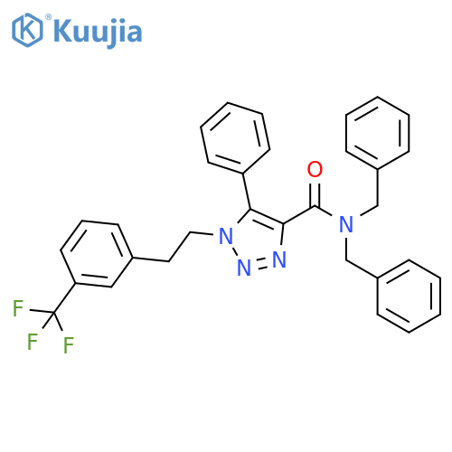 1H-1,2,3-Triazole-4-carboxamide, 5-phenyl-N,N-bis(phenylmethyl)-1-[2-[3-(trifluoromethyl)phenyl]ethyl]- structure