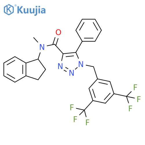 1H-1,2,3-Triazole-4-carboxamide, 1-[[3,5-bis(trifluoromethyl)phenyl]methyl]-N-(2,3-dihydro-1H-inden-1-yl)-N-methyl-5-phenyl- structure