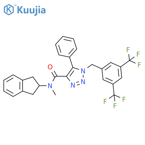 1H-1,2,3-Triazole-4-carboxamide, 1-[[3,5-bis(trifluoromethyl)phenyl]methyl]-N-(2,3-dihydro-1H-inden-2-yl)-N-methyl-5-phenyl- structure