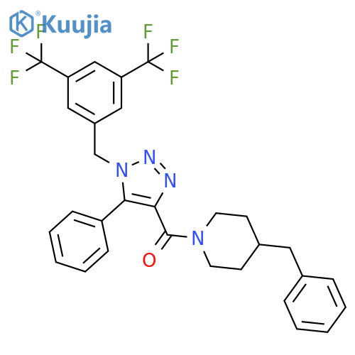 Methanone, [1-[[3,5-bis(trifluoromethyl)phenyl]methyl]-5-phenyl-1H-1,2,3-triazol-4-yl][4-(phenylmethyl)-1-piperidinyl]- structure