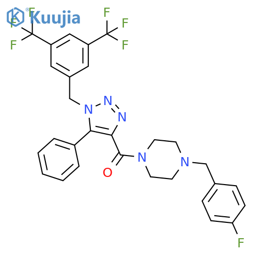 Piperazine,1-[[1-[[3,5-bis(trifluoromethyl)phenyl]methyl]-5-phenyl-1H-1,2,3-triazol-4-yl]carbonyl]-4-[(4-fluorophenyl)methyl]- structure