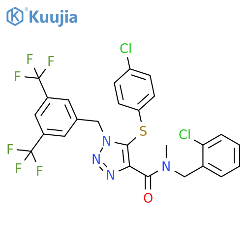 1H-1,2,3-Triazole-4-carboxamide, 1-[[3,5-bis(trifluoromethyl)phenyl]methyl]-N-[(2-chlorophenyl)methyl]-5-[(4-chlorophenyl)thio]-N-methyl- structure
