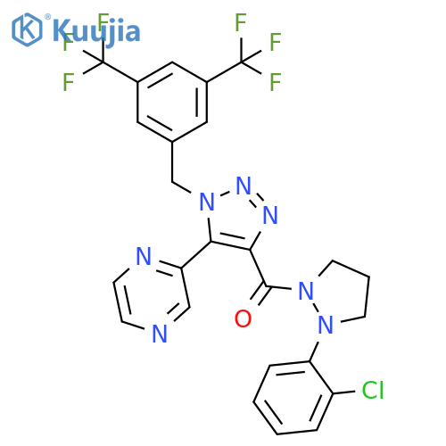 Pyrazolidine,1-[[1-[[3,5-bis(trifluoromethyl)phenyl]methyl]-5-pyrazinyl-1H-1,2,3-triazol-4-yl]carbonyl]-2-(2-chlorophenyl)- structure