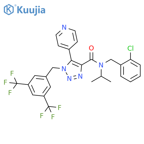 1H-1,2,3-Triazole-4-carboxamide, 1-[[3,5-bis(trifluoromethyl)phenyl]methyl]-N-[(2-chlorophenyl)methyl]-N-(1-methylethyl)-5-(4-pyridinyl)- structure