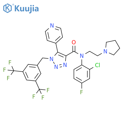 1H-1,2,3-Triazole-4-carboxamide,1-[[3,5-bis(trifluoromethyl)phenyl]methyl]-N-(2-chloro-4-fluorophenyl)-5-(4-pyridinyl)-N-[2-(1-pyrrolidinyl)ethyl]- structure