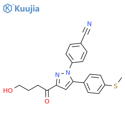 Benzonitrile,4-[3-(4-hydroxy-1-oxobutyl)-5-[4-(methylthio)phenyl]-1H-pyrazol-1-yl]- structure