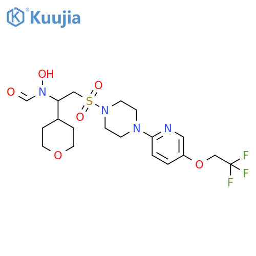 Formamide, N-hydroxy-N-[1-(tetrahydro-2H-pyran-4-yl)-2-[[4-[5-(2,2,2-trifluoroethoxy)-2-pyridinyl]-1-piperazinyl]sulfonyl]ethyl]- structure