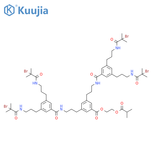 Benzoic acid, 3,5-bis[3-[[3,5-bis[3-[(2-bromo-2-methyl-1-oxopropyl)amino]propyl]benzoyl]amino]propyl]-, 2-(2-methyl-1-oxopropoxy)ethyl ester structure
