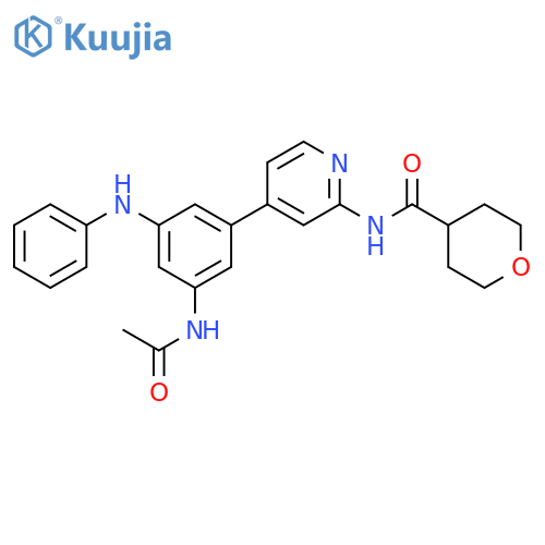 2H-Pyran-4-carboxamide,N-[4-[3-(acetylamino)-5-(phenylamino)phenyl]-2-pyridinyl]tetrahydro- structure