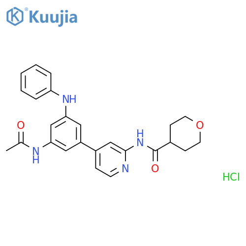 2H-Pyran-4-carboxamide, N-[4-[3-(acetylamino)-5-(phenylamino)phenyl]-2-pyridinyl]tetrahydro-, hydrochloride (1:1) structure