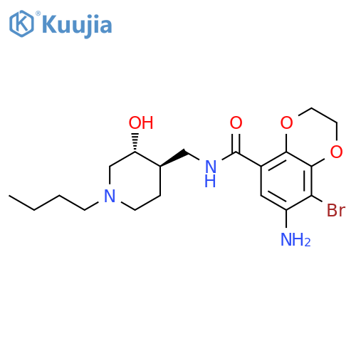 1,4-Benzodioxin-5-carboxamide, 7-amino-8-bromo-N-[[(3R,4R)-1-butyl-3-hydroxy-4-piperidinyl]methyl]-2,3-dihydro-, rel- structure