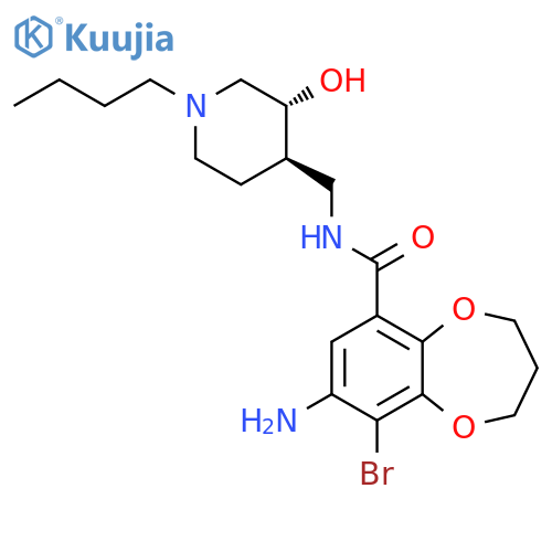 2H-1,5-Benzodioxepin-6-carboxamide, 8-amino-9-bromo-N-[[(3R,4R)-1-butyl-3-hydroxy-4-piperidinyl]methyl]-3,4-dihydro-, rel- structure