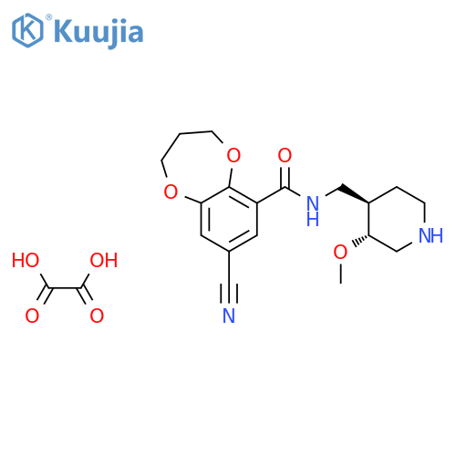 2H-1,5-Benzodioxepin-6-carboxamide, 8-cyano-3,4-dihydro-N-[[(3R,4R)-3-methoxy-4-piperidinyl]methyl]-, ethanedioate (1:1), rel- structure