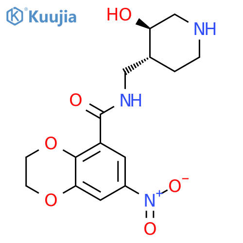 1,4-Benzodioxin-5-carboxamide,2,3-dihydro-N-[[(3R,4R)-3-hydroxy-4-piperidinyl]methyl]-7-nitro-, rel- structure