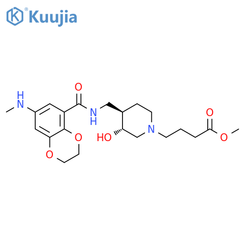 1-Piperidinebutanoic acid,4-[[[[2,3-dihydro-7-(methylamino)-1,4-benzodioxin-5-yl]carbonyl]amino]methyl]-3-hydroxy-, methyl ester, (3R,4R)-rel- structure