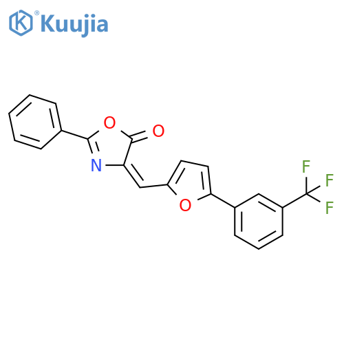 5(4H)-Oxazolone, 2-phenyl-4-[[5-[3-(trifluoromethyl)phenyl]-2-furanyl]methylene]-, (4E)- structure