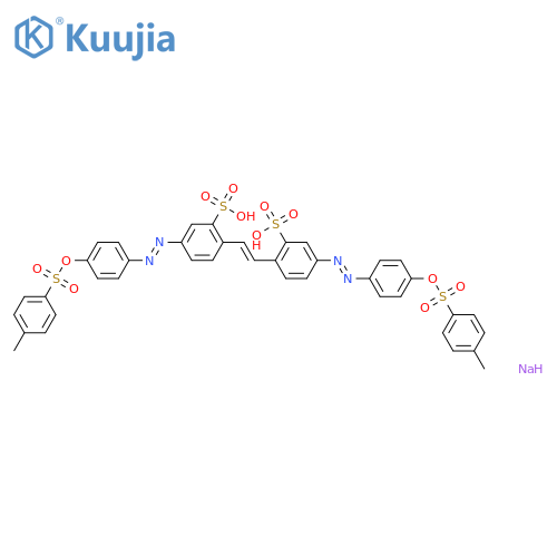 Benzenesulfonic acid, 2,2'-(1,2-ethenediyl)bis[5-[[4-[[(4-methylphenyl)sulfonyl]oxy]phenyl]azo]-, disodium salt structure