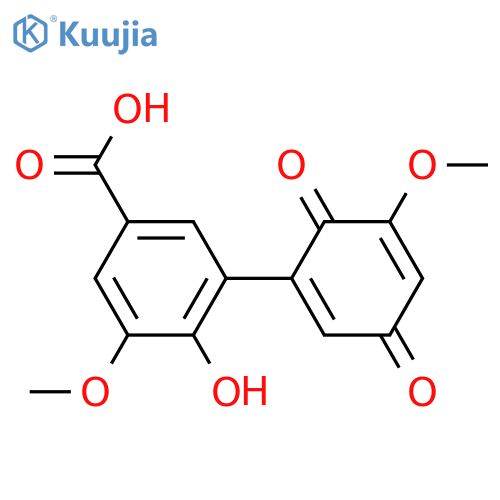 Benzoic acid,4-hydroxy-3-methoxy-5-(5-methoxy-3,6-dioxo-1,4-cyclohexadien-1-yl)- structure