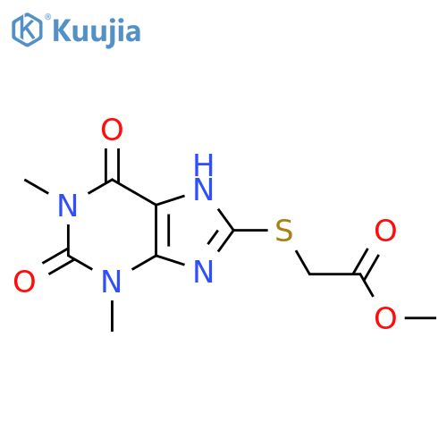 methyl 2-(1,3-dimethyl-2,6-dioxo-2,3,6,9-tetrahydro-1H-purin-8-yl)sulfanylacetate structure