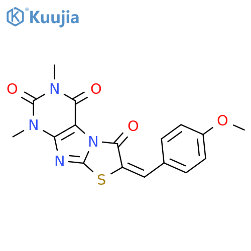 Thiazolo[2,3-f]purine-2,4,6(1H,3H,7H)-trione,7-[(4-methoxyphenyl)methylene]-1,3-dimethyl- structure