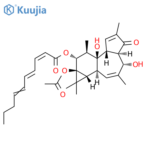 2,4,6-Decatrienoic acid, (1aR,1bS,4S,4aR,7aR,7bR,8R,9R,9aS)-9a-(acetyloxy)-1a,1b,4,4a,5,7a,7b,8,9,9a-decahydro-4,7b-dihydroxy-1,1,3,6,8-pentamethyl-5-oxo-1H-cyclopropa[3,4]benz[1,2-e]azulen-9-yl ester, (2Z,4E)- structure