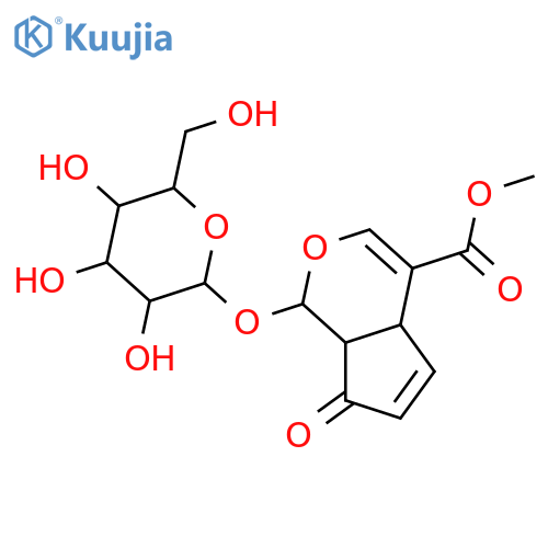 (1S)-1α-(β-D-Glucopyranosyloxy)-1,4aα,7,7aα-tetrahydro-7-oxocyclopenta[c]pyran-4-carboxylic acid methyl ester structure