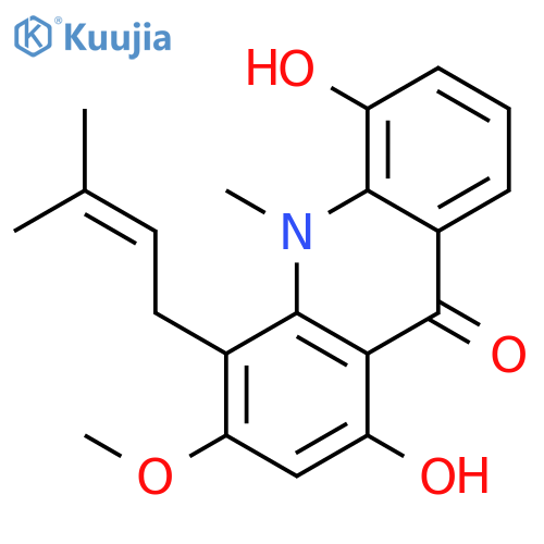 1,5-Dihydroxy-3-methoxy-10-methyl-4-(3-methyl-2-butenyl)acridin-9(10H)-one structure