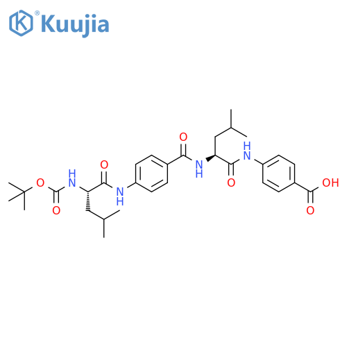 Benzoic acid,4-[[(2S)-2-[[4-[[(2S)-2-[[(1,1-dimethylethoxy)carbonyl]amino]-4-methyl-1-oxopentyl]amino]benzoyl]amino]-4-methyl-1-oxopentyl]amino]- structure