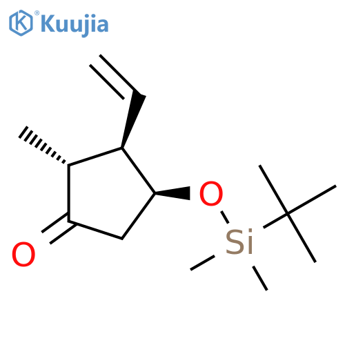 Cyclopentanone,  4-[[(1,1-dimethylethyl)dimethylsilyl]oxy]-3-ethenyl-2-methyl-, (2R,3R,4S)- structure