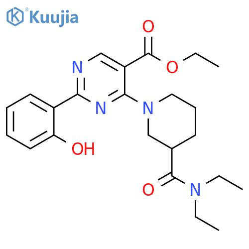 5-Pyrimidinecarboxylic acid,4-[3-[(diethylamino)carbonyl]-1-piperidinyl]-2-(2-hydroxyphenyl)-, ethylester structure