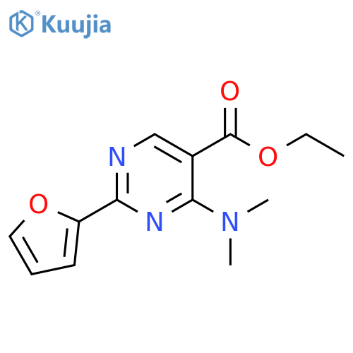 5-Pyrimidinecarboxylic acid, 4-(dimethylamino)-2-(2-furanyl)-, ethyl ester structure