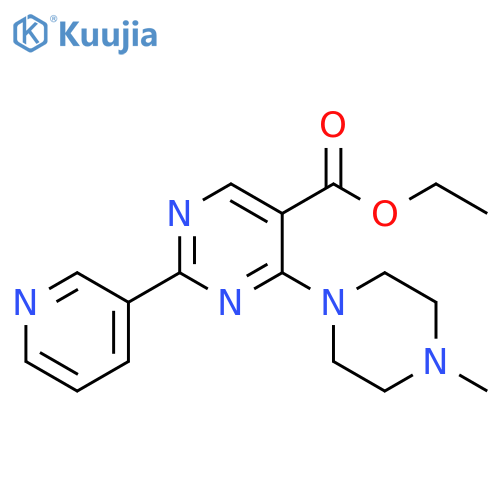5-Pyrimidinecarboxylic acid, 4-(4-methyl-1-piperazinyl)-2-(3-pyridinyl)-, ethyl ester structure
