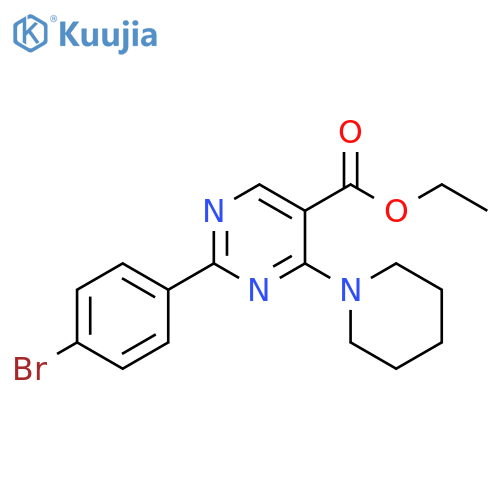 5-Pyrimidinecarboxylic acid, 2-(4-bromophenyl)-4-(1-piperidinyl)-, ethyl ester structure