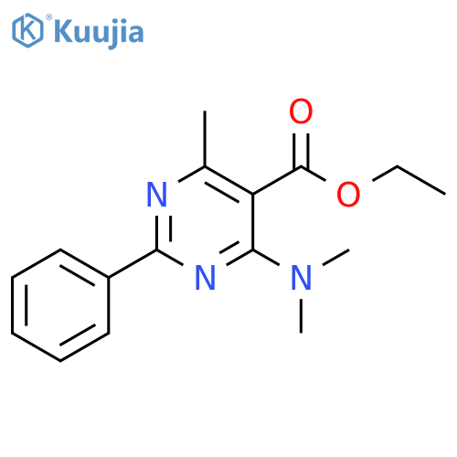 5-Pyrimidinecarboxylic acid, 4-(dimethylamino)-6-methyl-2-phenyl-, ethyl ester structure
