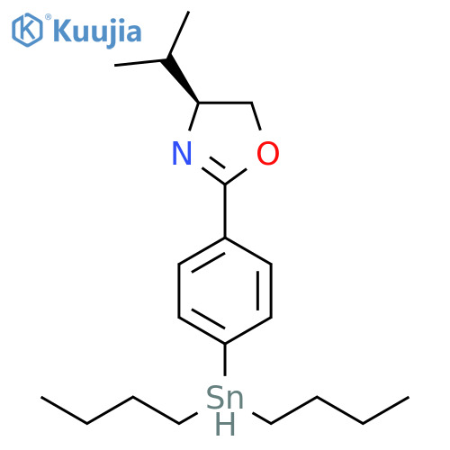Oxazole, 2-[4-(dibutylstannyl)phenyl]-4,5-dihydro-4-(1-methylethyl)-, (4S)- structure