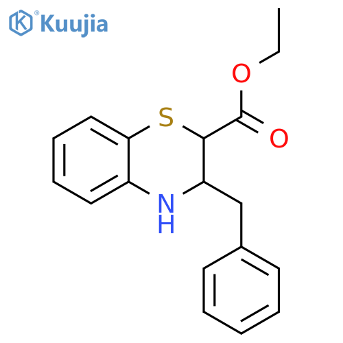 2H-1,4-Benzothiazine-2-carboxylic acid, 3,4-dihydro-3-(phenylmethyl)-, ethyl ester structure