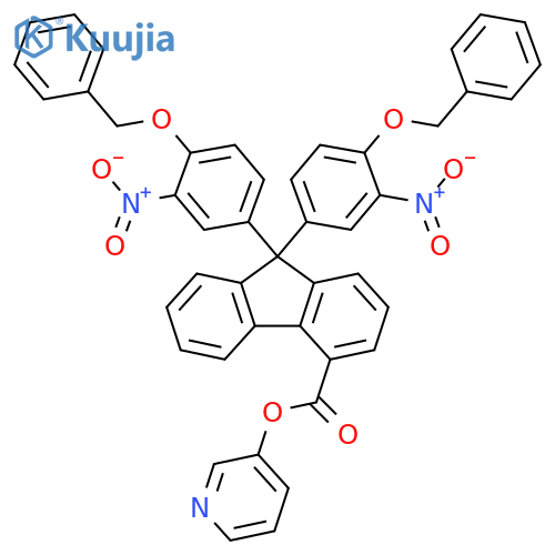 9H-Fluorene-4-carboxylic acid,9,9-bis[3-nitro-4-(phenylmethoxy)phenyl]-, 3-pyridinyl ester structure