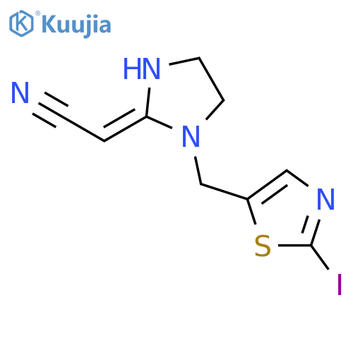 Acetonitrile, [1-[(2-iodo-5-thiazolyl)methyl]-2-imidazolidinylidene]- structure