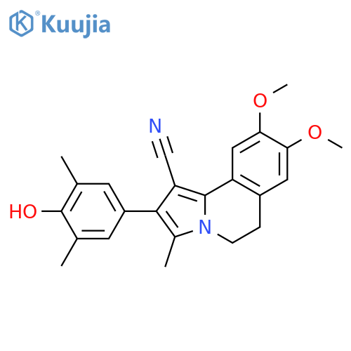 Pyrrolo[2,1-a]isoquinoline-1-carbonitrile, 5,6-dihydro-2-(4-hydroxy-3,5-dimethylphenyl)-8,9-dimethoxy-3-methyl- structure