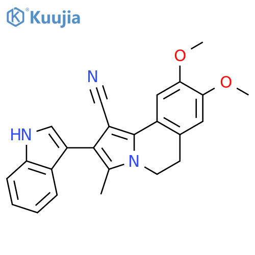 Pyrrolo[2,1-a]isoquinoline-1-carbonitrile,5,6-dihydro-2-(1H-indol-3-yl)-8,9-dimethoxy-3-methyl- structure