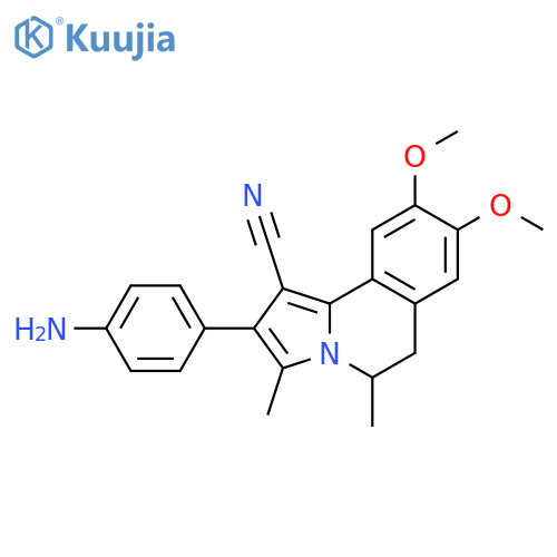 Pyrrolo[2,1-a]isoquinoline-1-carbonitrile,2-(4-aminophenyl)-5,6-dihydro-8,9-dimethoxy-3,5-dimethyl- structure