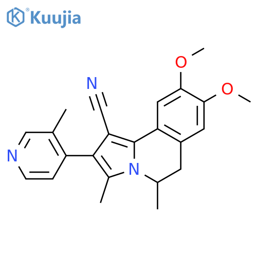 Pyrrolo[2,1-a]isoquinoline-1-carbonitrile,5,6-dihydro-8,9-dimethoxy-3,5-dimethyl-2-(3-methyl-4-pyridinyl)- structure