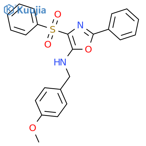 4-(benzenesulfonyl)-N-(4-methoxyphenyl)methyl-2-phenyl-1,3-oxazol-5-amine structure