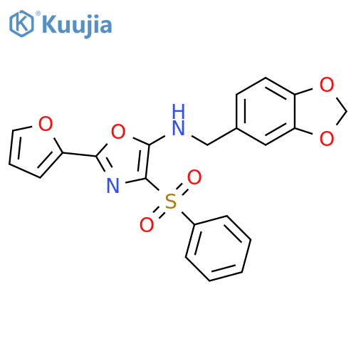 4-(benzenesulfonyl)-N-[(2H-1,3-benzodioxol-5-yl)methyl]-2-(furan-2-yl)-1,3-oxazol-5-amine structure