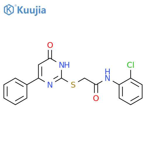 <br>N-(2-chlorophenyl)-2-[(6-oxo-4-phenyl-1,6-dihydro-2-pyrimidinyl)thio]acetam ide structure