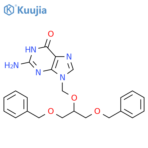 6H-Purin-6-one, 2-amino-1,9-dihydro-9-[[2-(phenylmethoxy)-1-[(phenylmethoxy)methyl]ethoxy]methyl]- structure