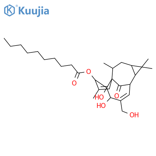 5,5a-dihydroxy-4-(hydroxymethyl)-1,1,7,9-tetramethyl-11-oxo-1a,2,5,5a,6,9,10,10a-octahydro-1H-2,8a-methanocyclopenta[a]cyclopropa[e][10]annulen-6-yl decanoate structure