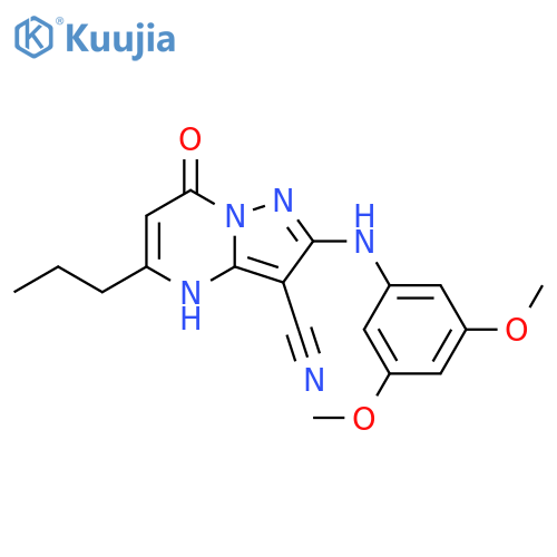 Pyrazolo[1,5-a]pyrimidine-3-carbonitrile, 2-[(3,5-dimethoxyphenyl)amino]-4,7-dihydro-7-oxo-5-propyl- structure